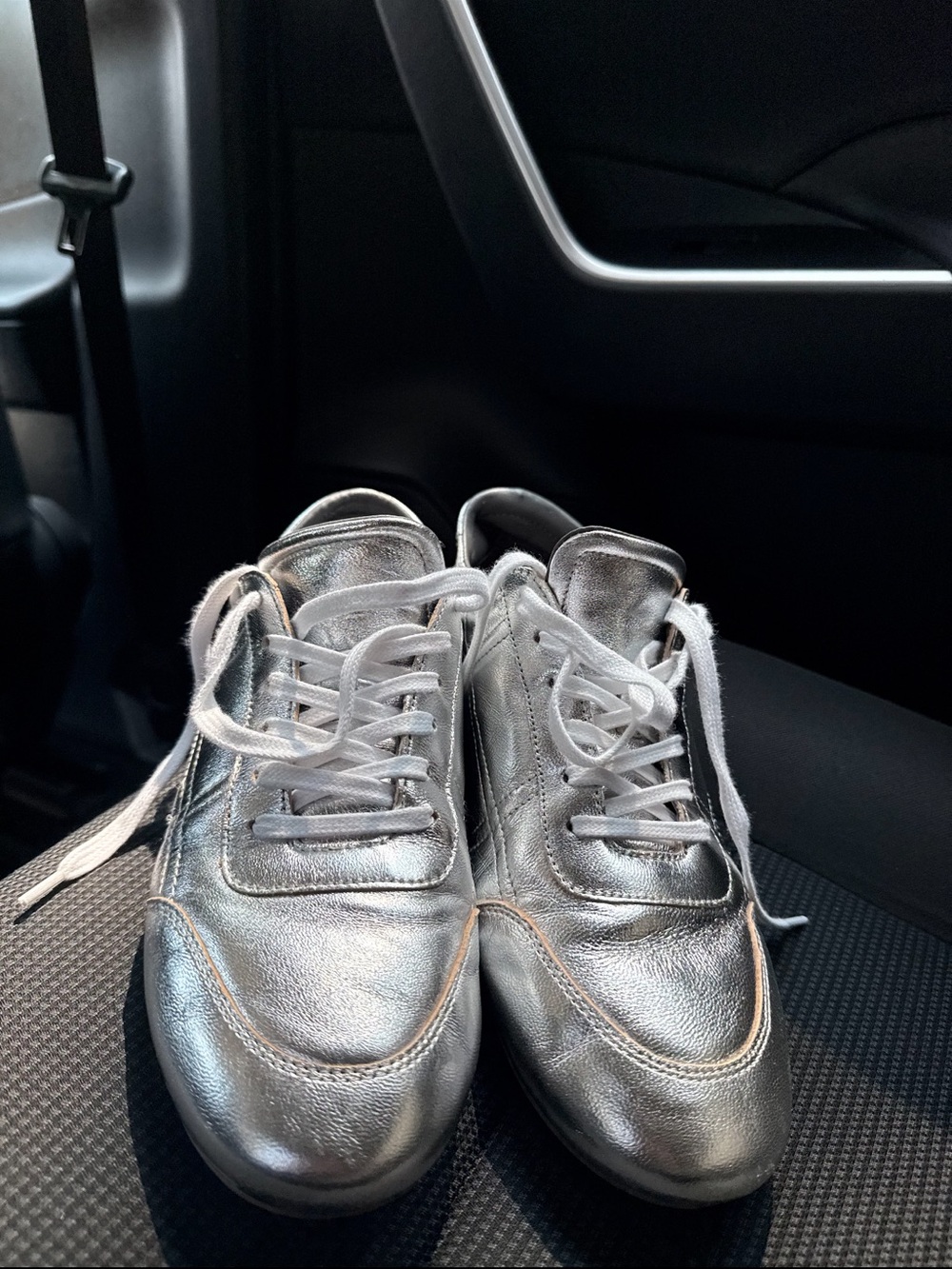 & Other Stories Silver Metallic Lace-Up Sneakers